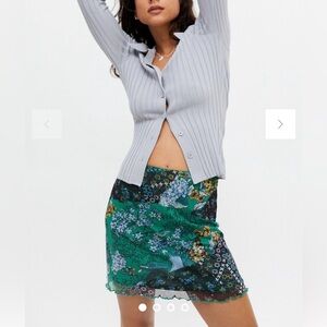 NWT Urban Outfitters Patchwork Floral Mini Skirt size M Green Black Forest Fairy